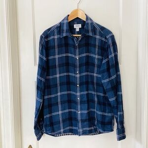 Sonoma Shirt Mens Medium M Blue Plaid Collared Cotton Casual Button Down India